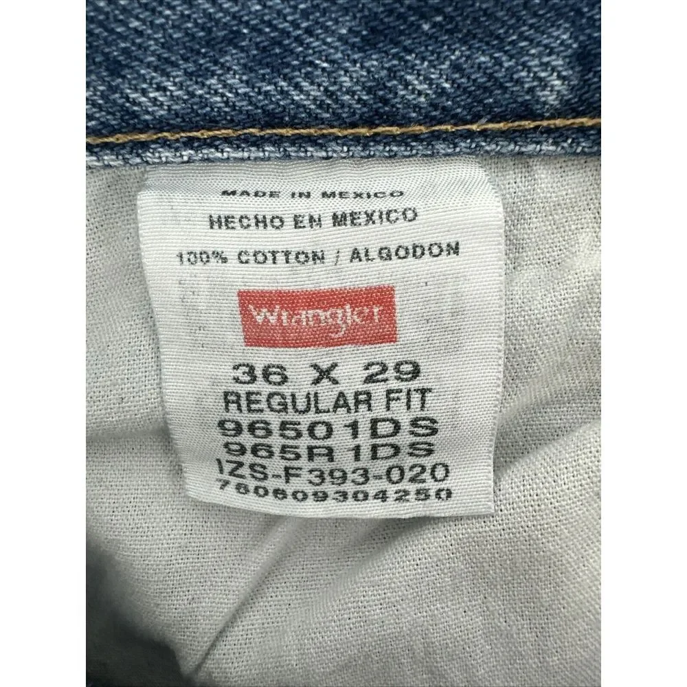 Wrangler 96501DS‎ Denim Jeans Men 36x29 Regular Fit Denim Light Blue Faded